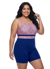 Sporti HydroLast Coastal Regatta Chlorine Resistant Scoop Back Unitard One Piece Swimsuit