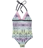 Hurley Girls' Fine Lines Ruffle Halter One Piece Swimsuit (4yrs-6X)