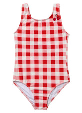 Seaesta Surf Girls' Seaside Gingham Cherry One Piece Swimsuit (Toddler, Little Kid, Big Kid)
