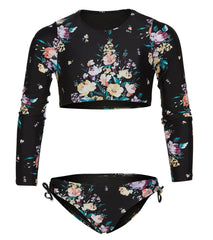 O'Neill Girls' Rosetta Long Sleeve Crop Two Piece Bikini Set (Little Kid, Big Kid)