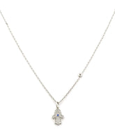 TAI Jewelry Simple Chain Necklace with CZ Hamsa Charm and CZ accent