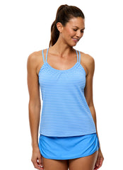 Next by Athena Women's Coronado Stripe Third Eye Shirr Tankini Top