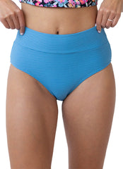 Nani Women's Hanalei Solid Marine Flat Rib Bikini Bottom