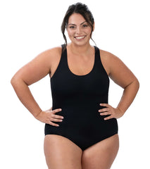 Dolfin Women's Aquashape Conservative Solid Cross Back One Piece Swimsuit