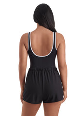 Shape Solver SPORT Women's Solids Shirred Zipper Runaround One Piece Swimsuit