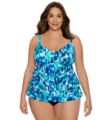Penbrooke Women's Plus Size Rain Dance 3 Tier Tankini Top