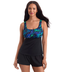 Shape Solver SPORT Women's Glazed Skin Scoopneck Tankini Top