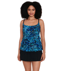 Longitude Women's Petals Apart Ruffle Faux Skirtini Long Torso One Piece Swimsuit