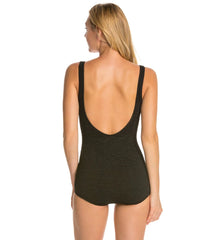 Women's Krinkle By Penbrooke Chlorine Resistant Scoop Neck Sheath One Piece Swimsuit