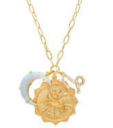 TAI Jewelry Zodiac Coin Necklace with Opal Moon Charm