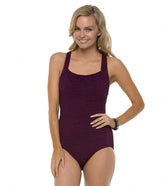 Penbrooke Krinkle Chlorine Resistant Active Back One Piece Swimsuit