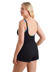 Shape Solver SPORT Women's Ombre Sorbet Shirred Zipper Runaround One Piece Swimsuit