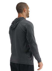 TYR Men's Solid SunDefense Hooded Long Sleeve UPF 50+ Swim Shirt