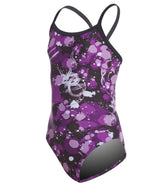 Sporti Paint Splatter Thin Strap One Piece Swimsuit Youth (22-28)