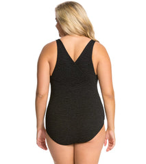 Women's Krinkle By Penbrooke Plus Size Chlorine Resistant Cross Back One Piece Swimsuit