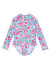 Snapper Rock Girls' Tropical Glow Sustainable One Piece Surf Suit (Toddler, Little Kid)