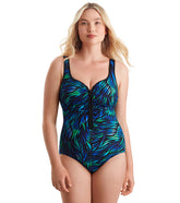 Shape Solver SPORT Women's Shirred Zipper Tank One Piece Swimsuit
