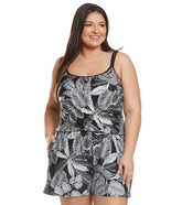 Maxine Plus Size Linework Swim Romper