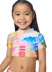 Rip Curl Girls' Malibu Short Sleeve Two Piece Short Bikini Set (Toddler, Little Kid)