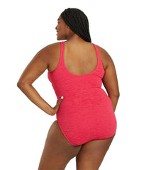 Penbrooke Krinkle Women's Plus Size Chlorine Resistant Twist Front Long Torso One Piece Swimsuit