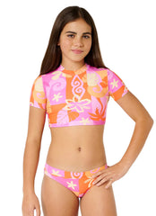 Rip Curl Girls' Tropical Dawn Crop Top Two Piece Bikini Set (Big Kid)