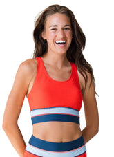 Nani Women's Flat Rib Color Block Cut Back Crop Bikini Top
