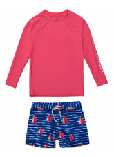 Snapper Rock Boys' Sailboat Rock Long Sleeve Rash Guard Set (Baby, Toddler, Little Kid)