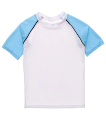 Snapper Rock Boys' White Light Blue Sleeve SS Rash Top (Toddler, Little Kid, Big Kid)
