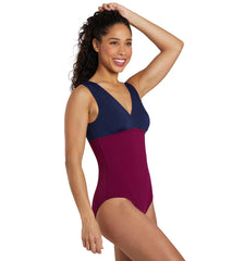 See Her Swim Women's The Backstroke Two Tone Tie Back One Piece Swimsuit