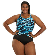 Gabar Women's Mastectomy Chlorine Resistant Deep Sea High Neck One Piece Swimsuit (C-Cup)