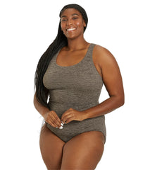 Penbrooke Krinkle Women's Plus Size Chlorine Resistant Cross Back Long Torso One Piece Swimsuit