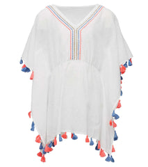 Snapper Rock Girls' White Sherbet Tassel Cover Up (Toddler, Little Kid, Big Kid)
