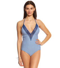Seafolly Riviera Stripe Deep V One Piece Swimsuit