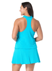 Beach House Women's Plus Size Solid Nina Ruffle Neckline Racerback Tankini Top