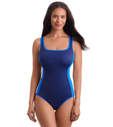 Shape Solver SPORT Women's Fashion Solids Side Panel Tank One Piece Swimsuit