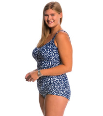 Maxine Spot Off Shirred Front Girl Leg One Piece Swimsuit