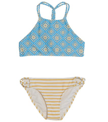 O'Neill Girls' Melissa Tile Braided High Neck Two Piece Bikini Set (Big Kid)