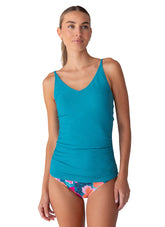 Nani Women's Solid Flat Rib V-Neck Tankini Top