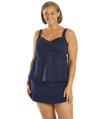 TYR Women's Plus Size Solid Twisted Bra Controlfit Tankini Top Swimsuit