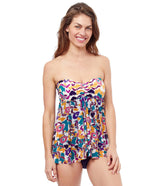 Profile by Gottex Women's Echo Bandeau Mesh Fly One Piece Swimsuit