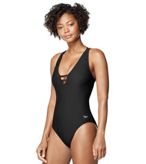 Speedo Active Women's Strappy V-Neck One Piece Swimsuit