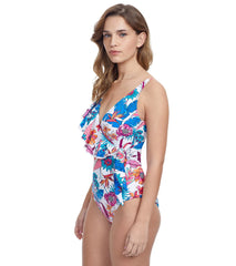 Profile by Gottex Women's Bohemian Gypsy Surplice with Ruffle One Piece Swimsuit