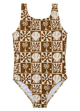 Seaesta Surf Girls' Beach Checks One Piece Swimsuit (Toddler, Little Kid, Big Kid)