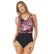 Gabar Women's Chlorine Resistant Water Garden V Neck One Piece Swimsuit