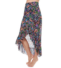 Profile by Gottex Women's Flora Floral High Low Ruffle Cover Up Skirt