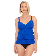 Penbrooke Women's Solid Triple Tier Tankini Top