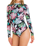 Hurley Women's Tropix Long Sleeve Retro One Piece Swimsuit