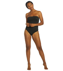 Nike Women's Solid Lace-Up Back Bandeau One Piece Swimsuit