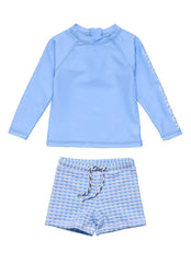 Snapper Rock Boys' Seaside Blue Long Sleeve Rash Guard Set (Baby, Toddler)