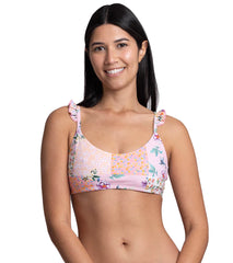 JOLYN Women's Donna Cottage Patch Scoop Neck Ruffle Bikini Top